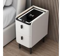 Mesita de noche LED inteligente con cajón de almacenamiento, mesita de noche pequeña, mesita de noche estrecha para dormitorio, mesita de noche moderna con cajón, mesita de noche que ahorra espacio