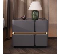 Mesita de noche LED inteligente con cajones envuelta en piel sintética, mesita de noche de pie, no necesita instalación, color blanco roto 40 x 40 x 48 cm, muebles modernos para dormitorio