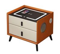 Mesita de noche LED inteligente con estación de carga inalámbrica, mesita de noche con 2 cajones, mesa auxiliar con cerradura de huellas dactilares, mesitas de noche/5/B-40 * 40 * 46 cm Warm as ever