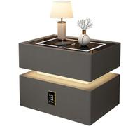 Mesita de noche LED inteligente, diseño moderno con 2 puertas, estadística de carga protegida por contraseña, piel de dormitorio Slish, ideal para decoración del hogar