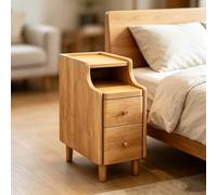Mesita de noche madera multiusos, mesita con estante abierto y cajones, gabinete almacenamiento compacto, estable, mesa auxiliar for el hogar for dormitorio, sala estar, uso diario(Natural,7.87in)