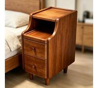 Mesita de noche madera multiusos, mesita con estante abierto y cajones, gabinete almacenamiento compacto, estable, mesa auxiliar for el hogar for dormitorio, sala estar, uso diario(Walnut,9.84in)