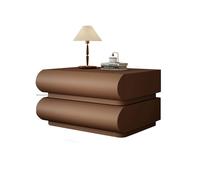 Mesita de noche marrón con cajones dobles, iluminación LED inteligente, brillo ajustable, mesa auxiliar de madera maciza para dormitorio y sala de estar, diseño moderno, solución de almacenamiento