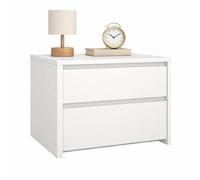 Mesita de Noche, Mesa Auxiliar Júcar White con 2 Cajones, Color Blanco, 52 x 49 x 46 cm
