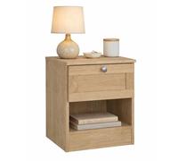 Mesita de Noche, Mesa Auxiliar Nalón Oak con 1 Cajón y 1 Hueco Inferior,Enmarcada, Color Jackson Hickory, 41 x 36 x 52 cm