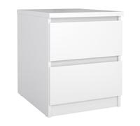 Mesita de Noche, Mesa Auxiliar SIL Gloss White con 2 Cajones,Color Blanco Alto Brillo, 40 x 50 x 50 cm