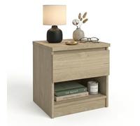 Mesita de Noche, Mesa Auxiliar SIL Oak con 1 Cajón y Hueco Inferior, Color Jackson Hickory, 41 x 40 x 50 cm