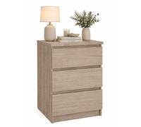 Mesita de Noche, Mesa Auxiliar SIL Oak con 3 Cajones, Color Jackson Hickory, 41 x 50 x 70 cm