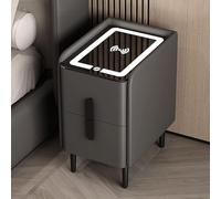 Mesita de Noche Mesa de Noche Inteligente gabinete de Noche de Dormitorio con cajones nocturnos Grandes- Mesa Lateral con 2 cajones- mesita de Noche con estación de Carga y Puertos USB: Mesa Lateral