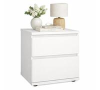 Mesita de Noche, Mesilla Auxiliar Júcar White con 2 cajones en Color Blanco 41 x 34 x 49 cm