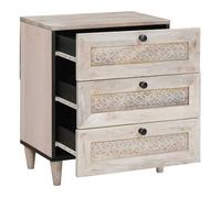 Mesita de noche mesilla de noche - beige 50 x 33 x 60 cm madera maciza de mango