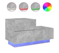 Mesita de noche - mesilla de noche con luces led gris hormigón 70x36x40,5 cm