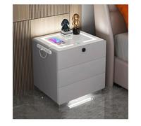 Mesita de noche, mesita de noche con estación de carga, luz LED, 3 cajones, cerradura de huella digital, multicolor, varios tamaños (E,50x40x56cm)