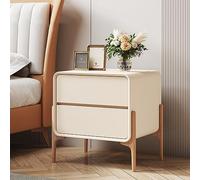 Mesita de noche, mesita de noche de madera con 2 cajones, base alta, capacidad de carga estable, almacenamiento sin asa, muebles modernos para dormitorio