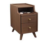 Mesita De Noche, Mesita De Noche De Madera con Patas De Madera Maciza, Mueble De Almacenamiento Pequeño Junto A La Cama con Base Resistente, Mesa Auxiliar Estrecha Para Espacios Pequeños(Walnut,30*40*