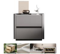 Mesita de noche, mesita de noche de madera maciza con diseño de perfil curvado, cómoda pequeña para dormitorio y sala de estar