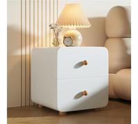 Mesita De Noche Mesita De Noche Mesa Auxiliar Cama Moderna De Estilo Crema con 2 Cajones Gran Capacidad para Dormitorio Sala De Estar Color Blanco
