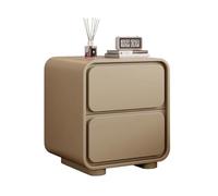 Mesita de noche - Mesita de noche moderna de madera maciza con 2 cajones, diseño de cuero sin instalación para una fácil instalación