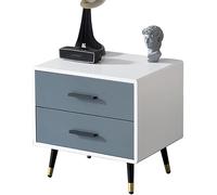 Mesita de noche, mesita de noche moderna y sencilla, de madera maciza, 2 cajones, decoración con patas de metal, sin necesidad de instalar, 40/45/50 cm (tamaño: 45 x 35 x 49 cm, color: E) (C 45 x 35 x