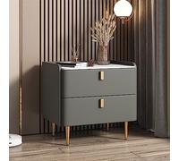 Mesita de noche minimalista con 2 cajones de almacenamiento, mesita de noche contemporánea de madera para dormitorio, sala de estar, habitación de invitados, oficina, muebles elegantes y funcionales