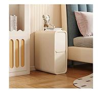Mesita de noche minimalista con 2 cajones para espacios pequeños, mesita de noche delgada de microfibra de cuero, mesa auxiliar para dormitorio, armario de almacenamiento