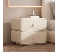 Mesita de noche minimalista de lujo con esquinas redondas, cajón de madera crema, práctica mesa de almacenamiento para sala de estar, diseño moderno, muebles elegantes para el hogar