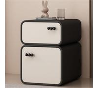 Mesita de Noche Minimalista de Madera, compacta y con Almacenamiento, con asa Circular. Ideal para el salón o el hogar. Una Idea Creativa.