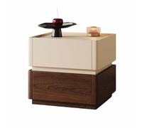 Mesita de Noche Minimalista de Madera Maciza, mesita de Noche contemporánea de Alta Gama para dormitorios Modernos, diseño sin Tiradores(Walnut,Large)