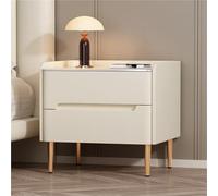 Mesita de Noche Minimalista Moderna de Madera Maciza, Multifuncional y de Lujo, Ideal para Espacios pequeños. Cuenta con un cajón Doble para Almacenamiento Sala de Estar.