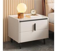 Mesita de Noche Minimalista Moderna de Madera Maciza, Multifuncional y Lujosa, Ideal para Espacios pequeños, con Doble cajón para almacenaje. Idea Creativa.