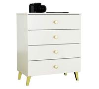 AKORD Mesita de Noche MOBI 60 cm 4 cajones Acabado en Color Kashmir con Tiradores Dorados 60x37x73 cm