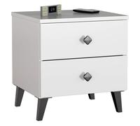 Mesita de noche mobi blanco 40 cm 2 cajones con tiradores negros 40x37x43 cm