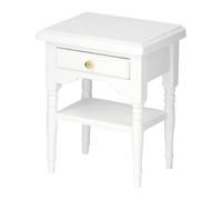 Mesita de Noche Modelo de Gabinete, 1:12 Muebles de Casa de MuñEcas de Madera Modelo de Mesita de Noche Blanca Duradera Adecuado Para MuñEcas Dobladas