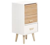 Mesita de noche moderna 1 cajón 1 estante blanco madera clara Nesika