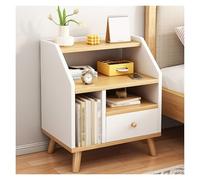 Mesita de Noche Moderna Blanca con 2 cajones y Estante Abierto, Mesa Auxiliar Minimalista pequeña para Dormitorio, Sala de Estar o Estudio: una solución de mobiliario Elegante y Funcional.