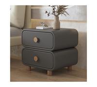 Mesita de noche moderna con acabado de piel sintética, 2 cajones para un mejor almacenamiento, perfecta para sala de estar y dormitorio