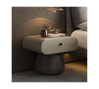 Mesita de noche moderna con cajón, piel de microfibra y madera maciza, diseño minimalista para espacios pequeños, mesa auxiliar creativa para dormitorio