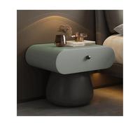 Mesita de noche moderna con cajón, piel de microfibra y madera maciza, diseño minimalista para espacios pequeños, mesa auxiliar creativa para dormitorio