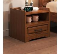 Mesita de Noche Moderna con cajón y Estante de Almacenamiento Abierto Mesita de Noche marrón para Dormitorio o Sala de Estar de 40 Pulgadas de Altura