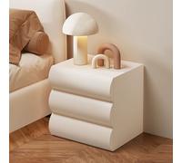 Mesita De Noche Moderna De 3 Cajones, Mesa Auxiliar De Madera Maciza De Pino, Mesa Auxiliar Pequeña Gris Oscuro Para Dormitorio, Sala De Estar, Residencia Milk White 35*40*50cm/13.8*15.7*19.7in