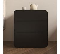 Mesita de noche moderna de cuero blanco con 3 cajones, mesita de noche elegante color crema, armario de almacenamiento de pie de madera maciza, no requiere montaje (40 x 40 x 56 C)