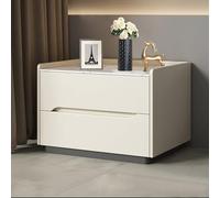 Mesita de noche moderna de estilo nórdico, madera maciza con parte superior de pizarra, cajones de almacenamiento dobles, perfecta para decoración de dormitorio y sala de estar