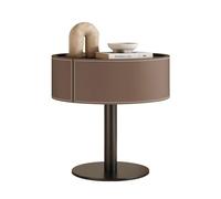 Mesita De Noche Moderna De Madera Circular Con Espacio De Almacenamiento, Mesita De Noche Pequeña De Dos Cajones Con Diseño Curvo For Dormitorio, Sala De Estar Y Armario.(Dark coffee,40x40x50cm)