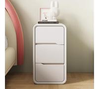 Mesita de Noche Moderna de Madera con 3 cajones Mesita de Noche Estilo Crema para BStorage Mesita de Noche pequeña con diseño Minimalista Mesa Auxiliar Blanca para BDecor (35x40x)