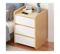 Mesita de noche moderna de madera con cajones de 1/2/3 cajones, acabado blanco/nogal, fácil de montar para dormitorio o sala de estar