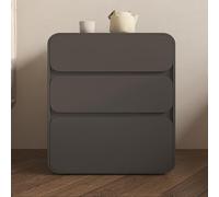 Mesita de noche moderna de madera maciza con 3 cajones y elegante acabado de cuero, color gris oscuro, armario de almacenamiento para dormitorio, no requiere montaje, 30 x 40 x 56 cm