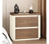 Mesita De Noche Moderna De Madera Maciza De 2 Niveles Armario De Almacenamiento De Gran Capacidad Ideal para Dormitorio Oficina Sala De Estar Color Beige 40 X 40 X 55 Cm