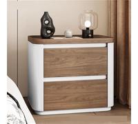 Mesita De Noche Moderna De Madera Maciza De 2 Niveles Armario De Almacenamiento De Gran Capacidad Ideal para Dormitorio Oficina Sala De Estar Color Blanco 50 X 39 X 55 Cm