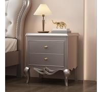 Mesita de noche moderna de madera maciza de mediados de siglo con cajones dobles, mesa decorativa de estilo nórdico retro para dormitorio y sala de estar