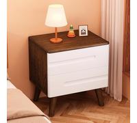 Mesita de noche moderna de madera maciza de mediados de siglo con diseño de perfil curvado Ders para dormitorio y sala de estar, nogal, 16 x 14 x 20 pulgadas